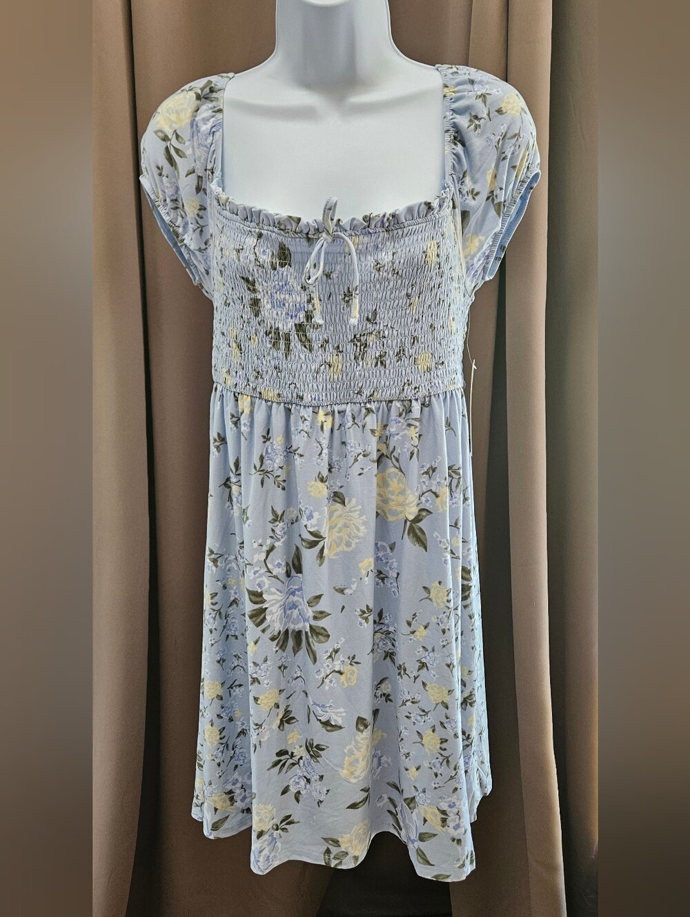 NWT Derek Heart Blue Floral Smocked Mini Dress